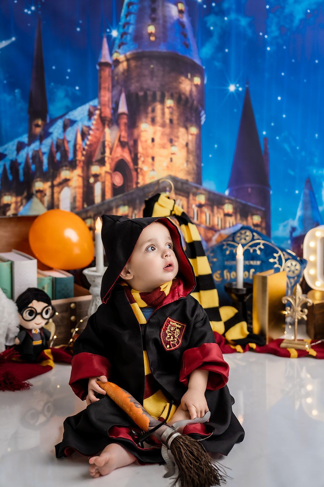 Boy wearing a Hogwarts uniform