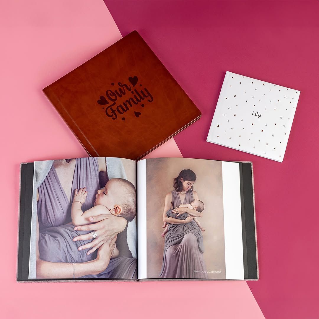 A book with a picture of a woman holding a baby