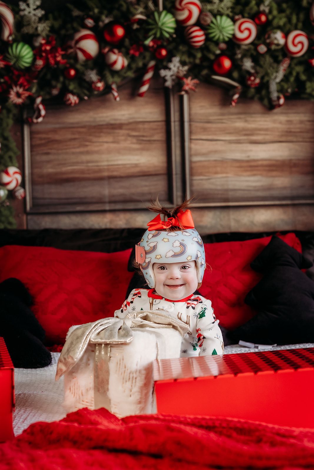 Little girl with helmet on