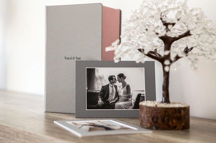 A black and white photo of a bride and groom