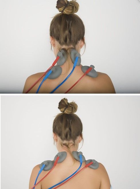 Medical instruments at the back of the neck