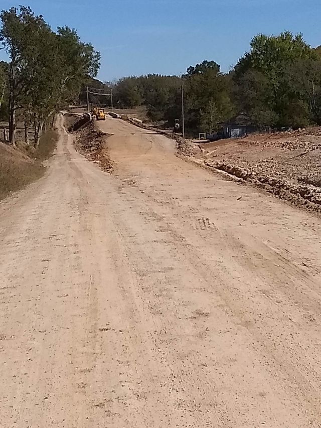 a dirt road with trees on the side of it