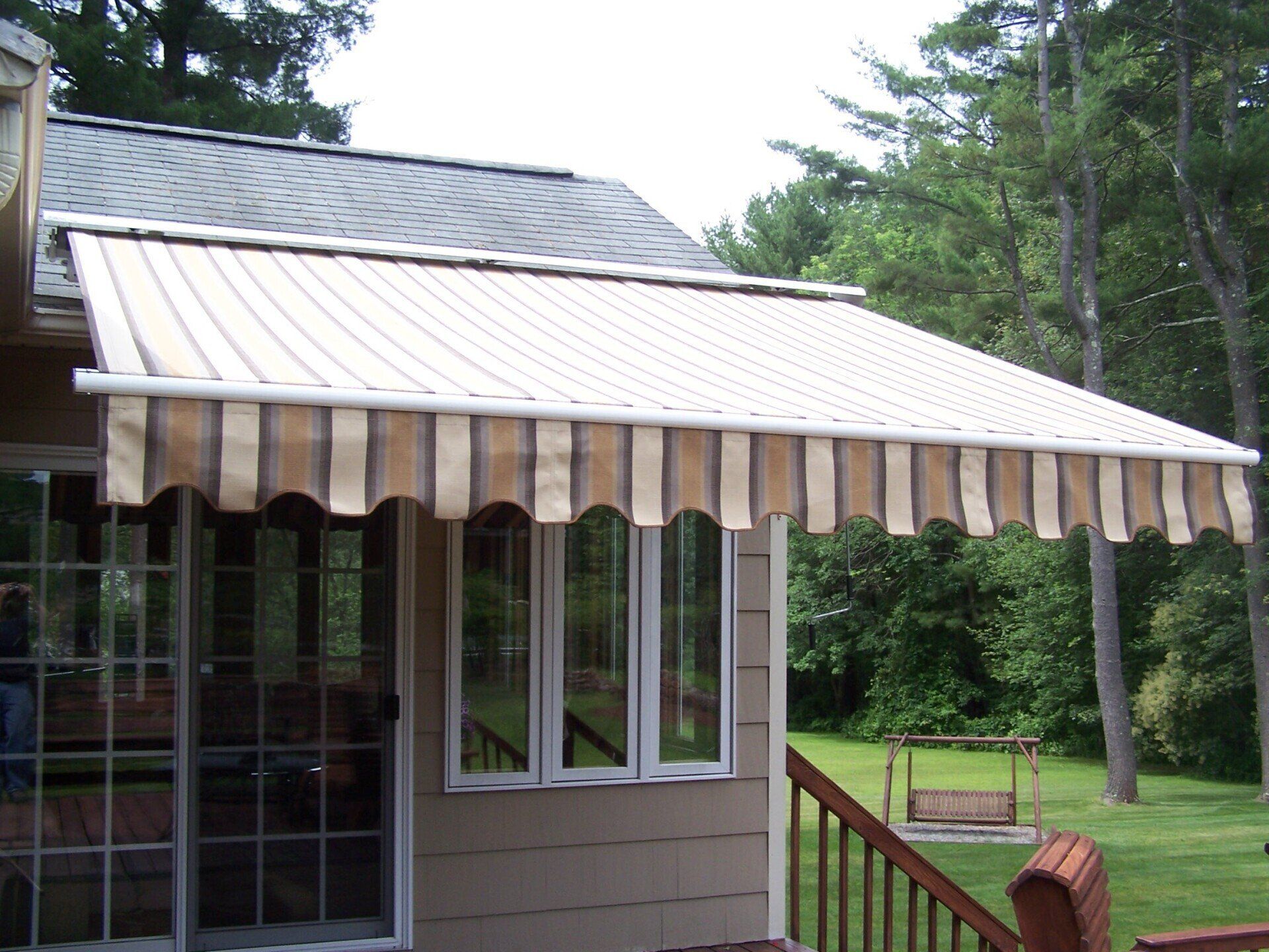 Brown stripes awning