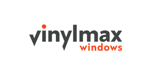 VinylMax windows logo, dark gray text with an orange dot above the