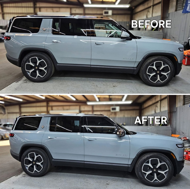 Car window tint comparison chart with four shaded panels labeled 50%, 35%, 20%, and 5%