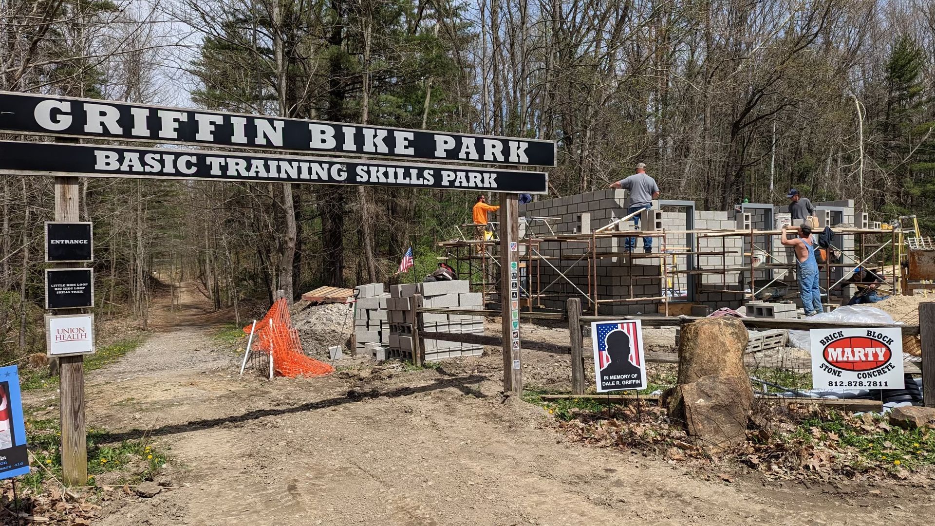 A sign for griffin bike park basic training skills park