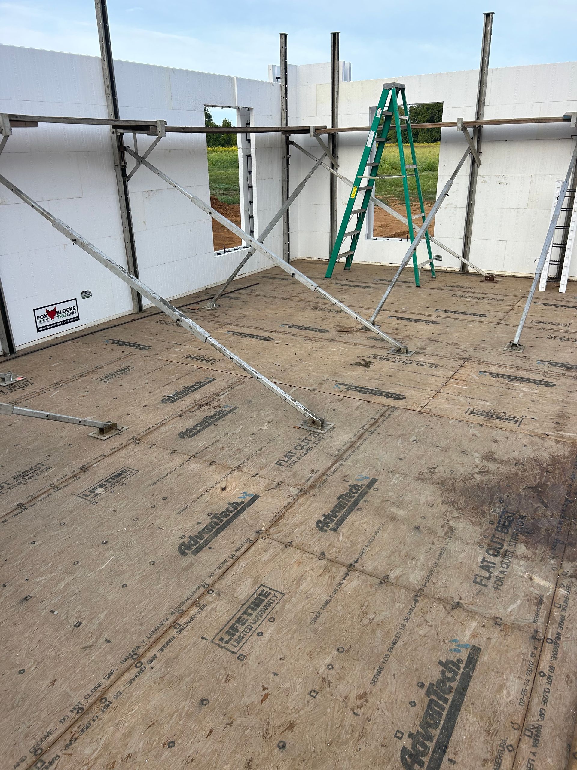 There is a ladder in the middle of the room.