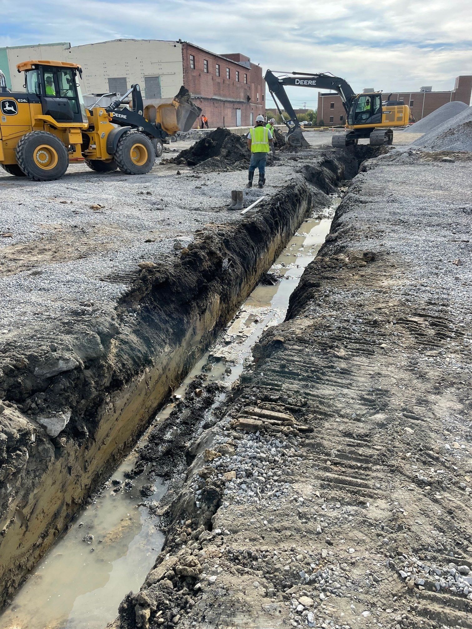 Ground dug up by the excavator