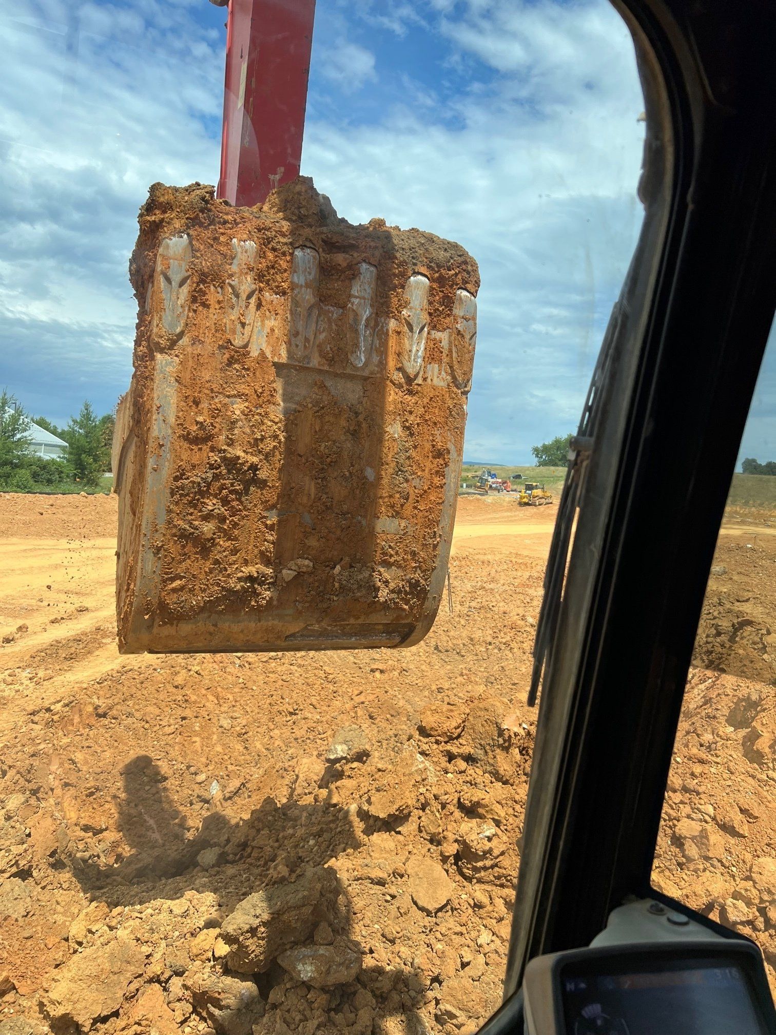Operator's view inside the excavator