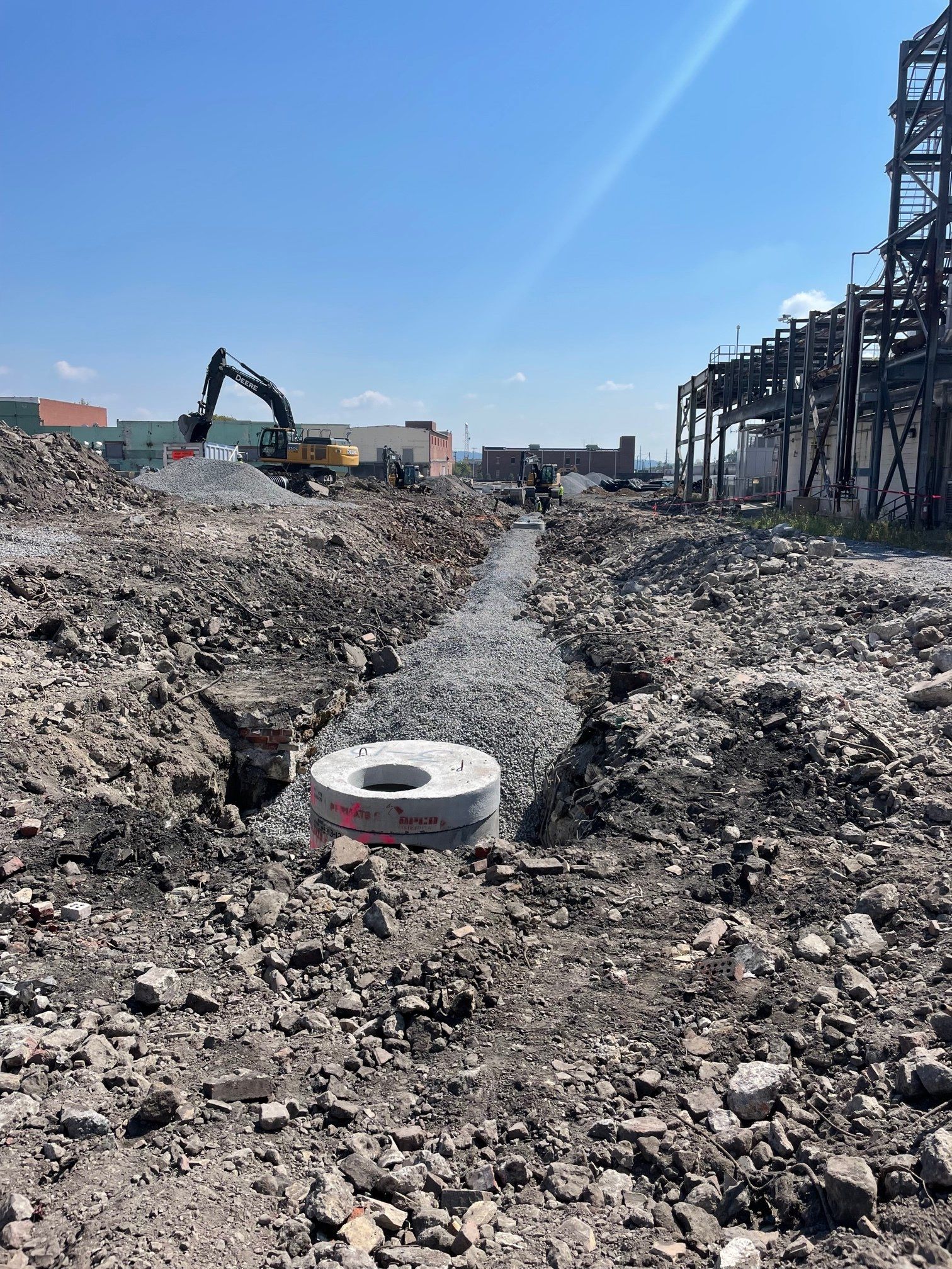 Ground after installing pipes