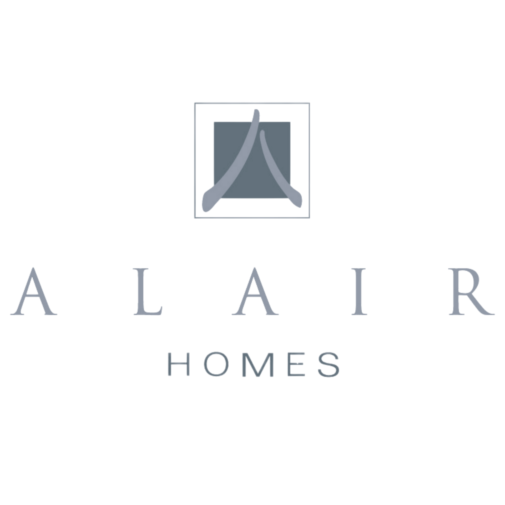 Alaire Homes logo in gray with stylized house icon above the company name