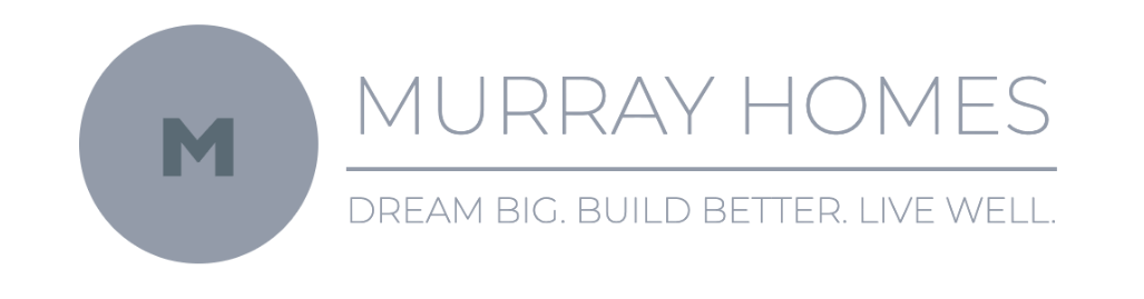 Murray Homes logo with gray circle “M” icon and gray text on a white background