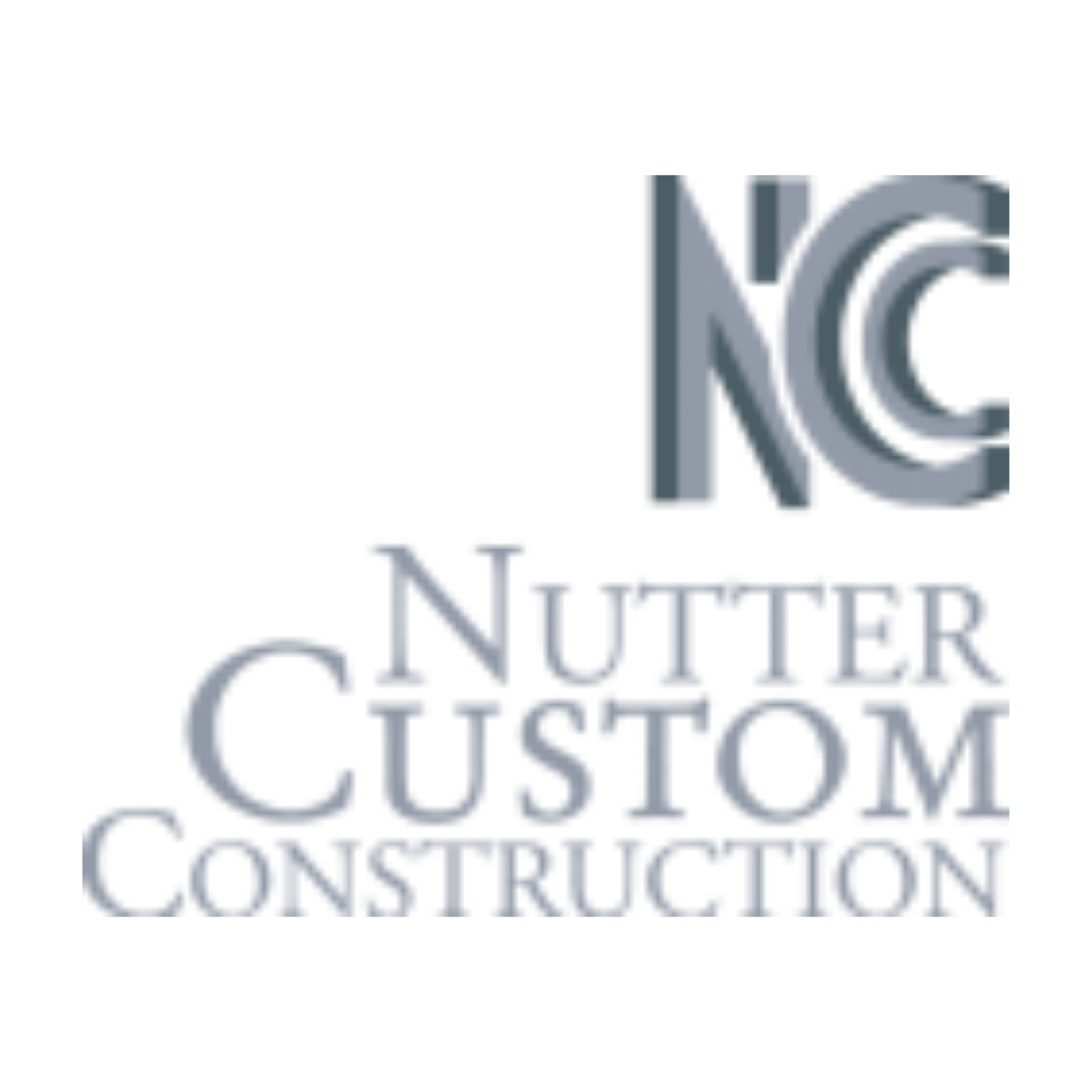 Nutter Custom Construction logo with gray stylized NC initials