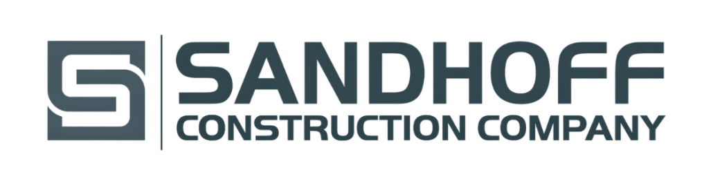 Sandhoff Construction Company logo in gray and teal