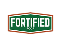 Fortified Roof logo: white text on green hexagon with brown border.