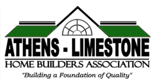 Athens-Limestone Home Builders Association logo with a house icon in green, white, and black, and the tagline 