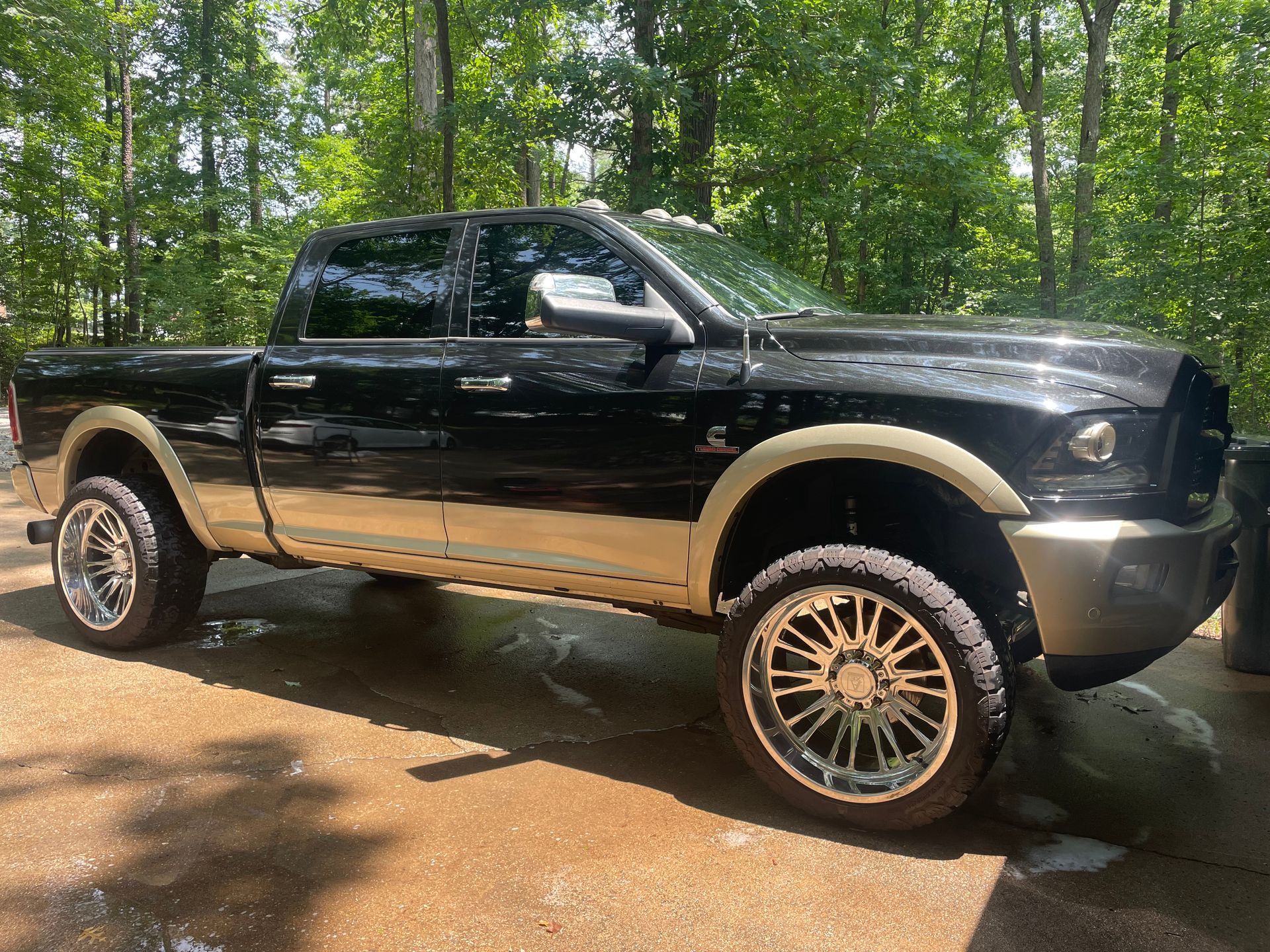 large truck, shiny wheels