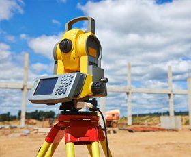 Land surveying equipment  at construction site