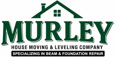Murley House Moving and Leveling Company logo with green house roof and bold green text