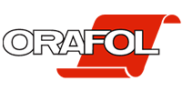 Orafol logo in black and red on a white background