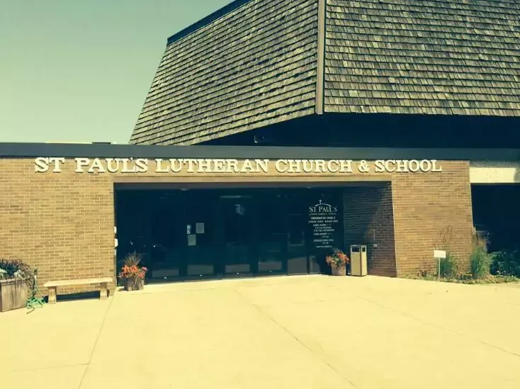 The entrance to st paul 's lutheran church and school