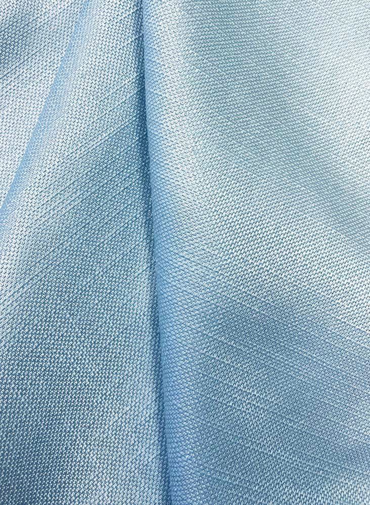 Light blue woven fabric with folds.