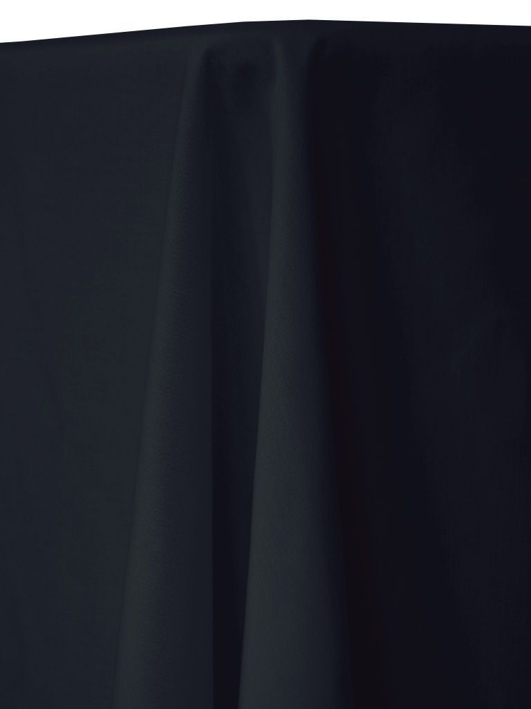 Black tablecloth draping over a table.