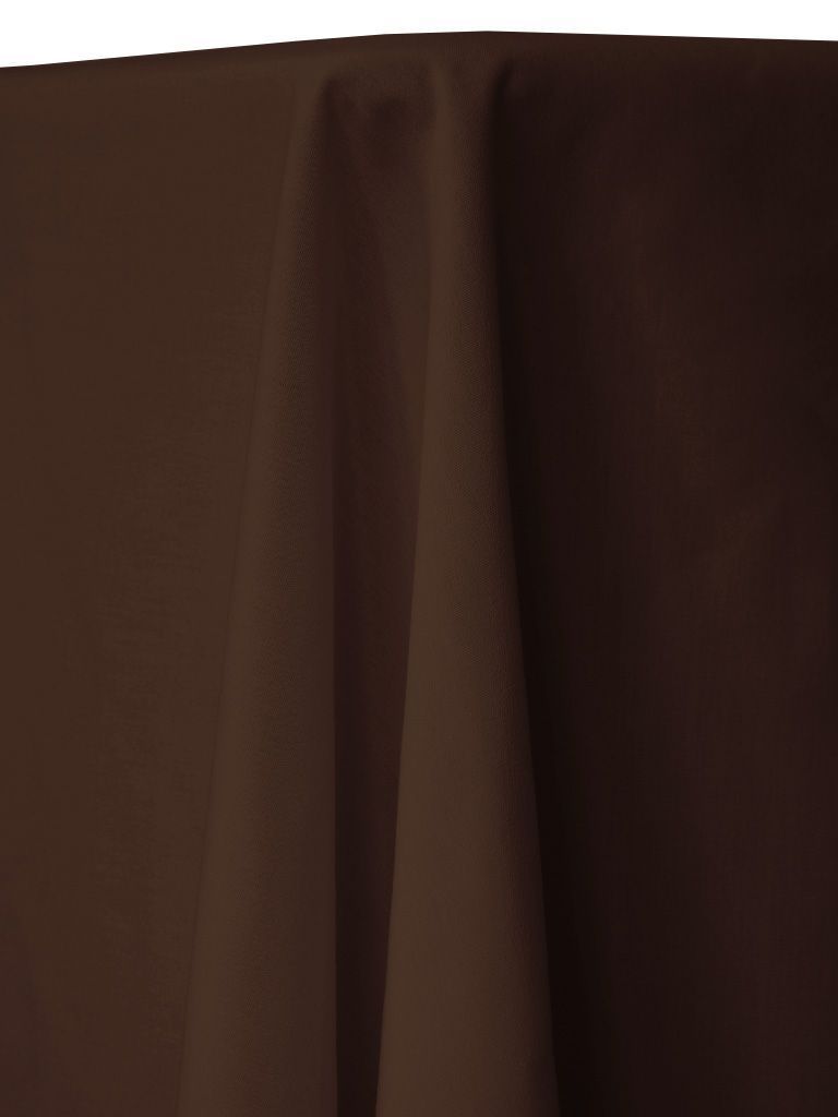 Brown tablecloth draped over a table, with folds and shadows.