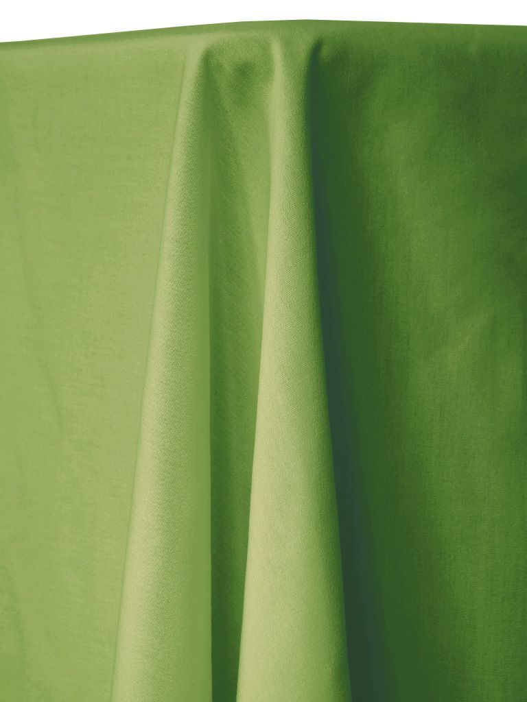 Lime green tablecloth draped over a table.