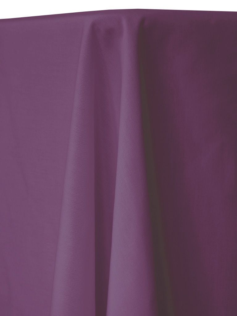Purple tablecloth draped over a table, with visible folds and shadows.