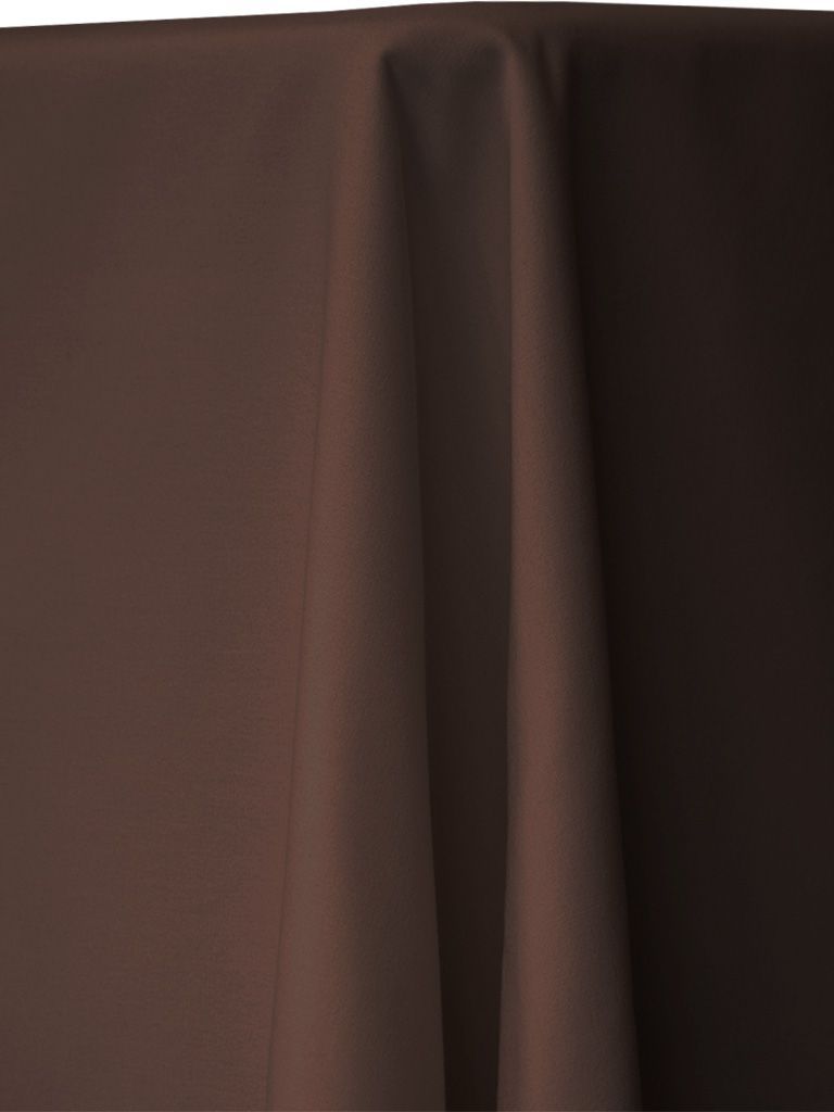 Dark brown tablecloth draped over a table.