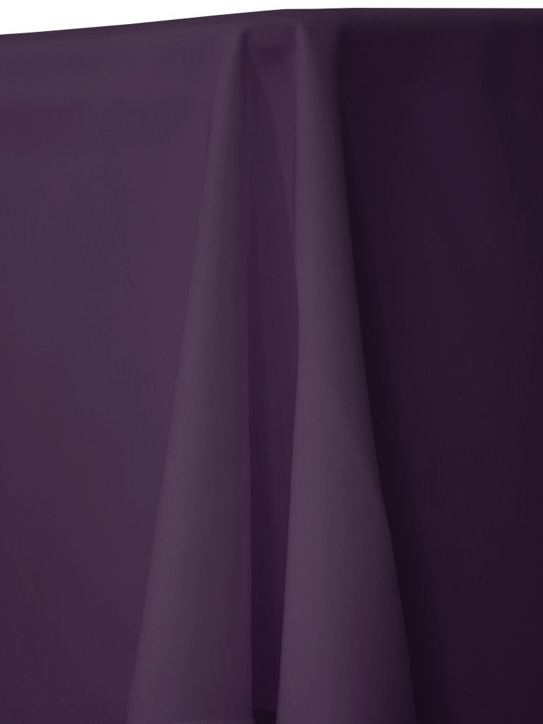 Purple tablecloth draped over a table.