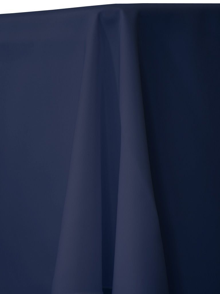 Navy blue tablecloth draped over a table.