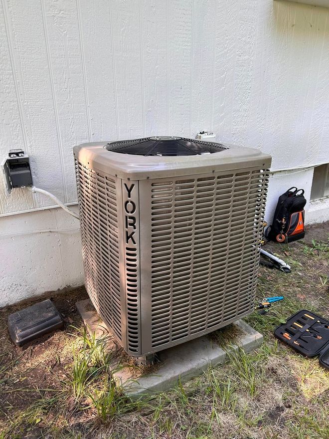 York air conditioning unit outside a building.