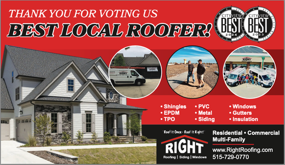 Cityview Award Best Local Roofer | Des Moines, IA