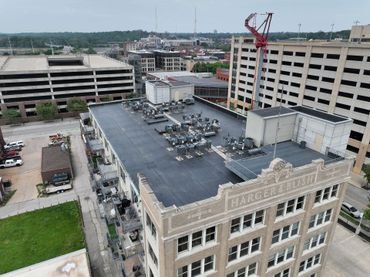 EPDM roofing system installed on downtown Des Moines apartment building.