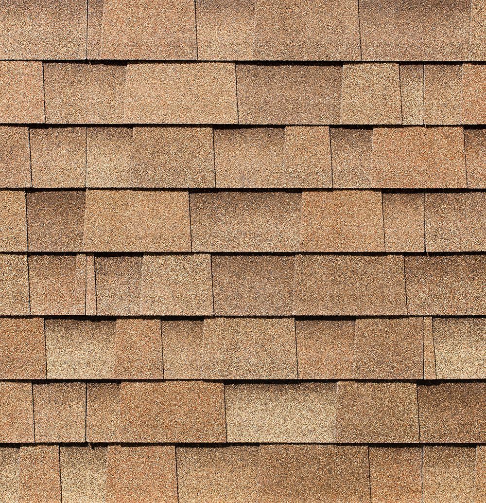 Sienna blend asphalt shingle color sample.