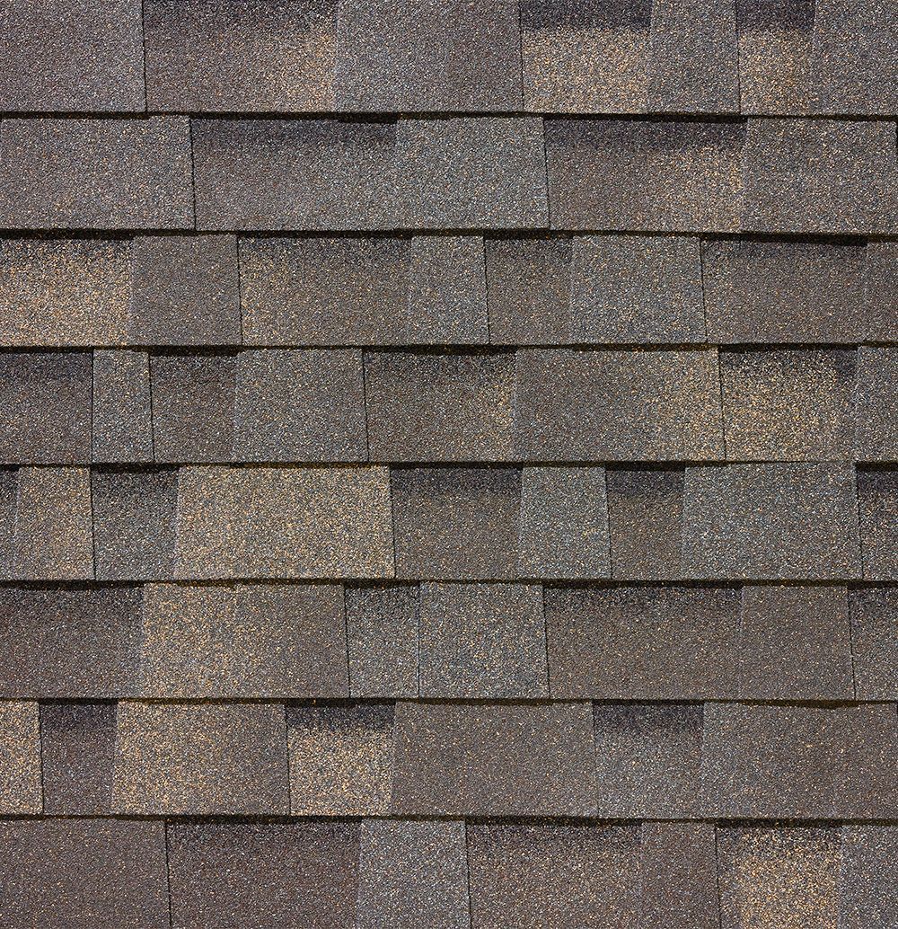 Weathered Wood Plus colored class 4 shingle sample.