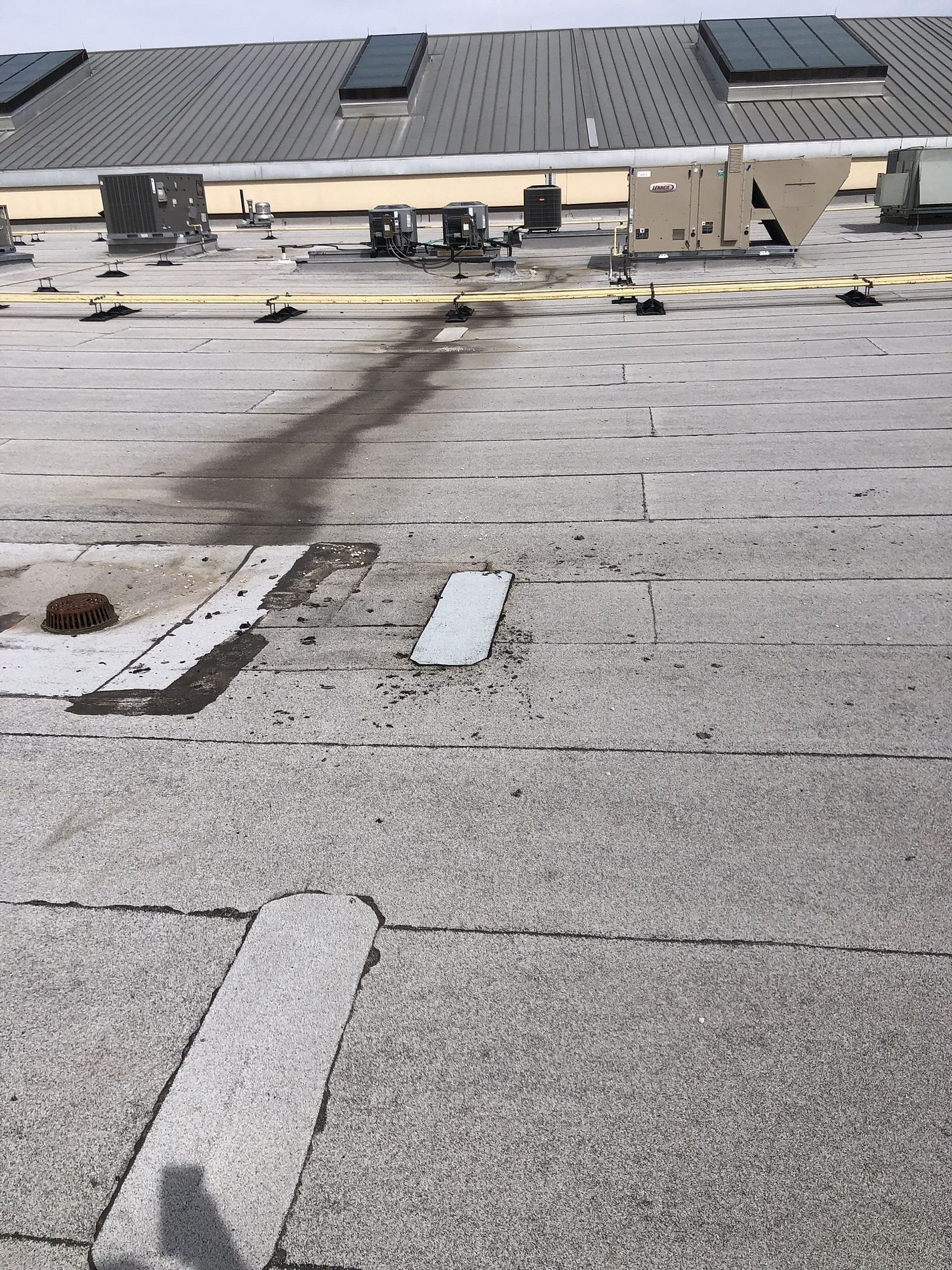 Flat roof repairs at Jordan Creek Mall in West Des Moines, IA.
