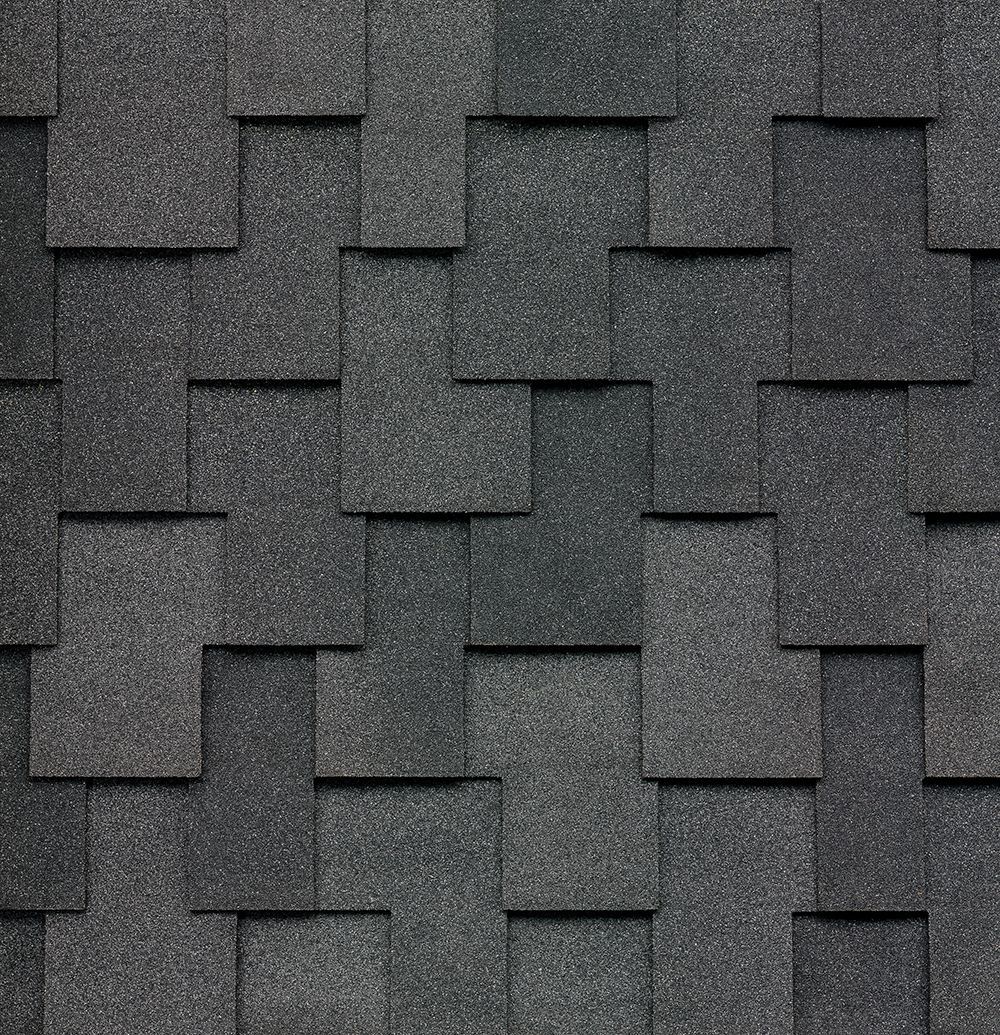 Midnight black colored shingle sample for the Windsor series by Malarkey.
