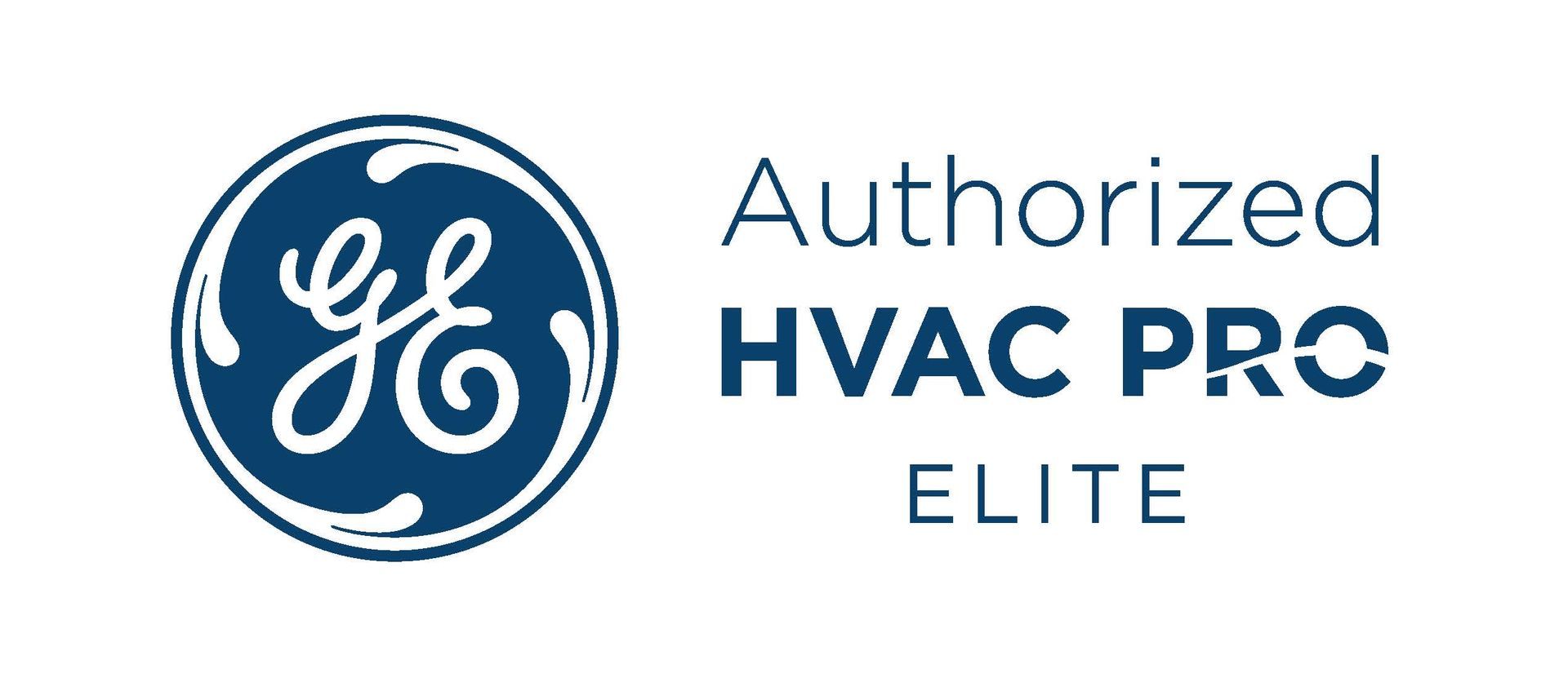GE logo with “Authorized HVAC Pro Elite” text in blue and white