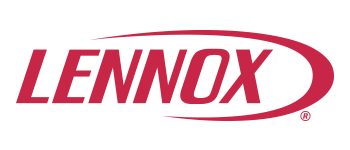 The lennox logo is red and white on a white background.