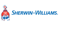 Sherwin-Williams logo: a paint can pouring red paint over a globe with the text 