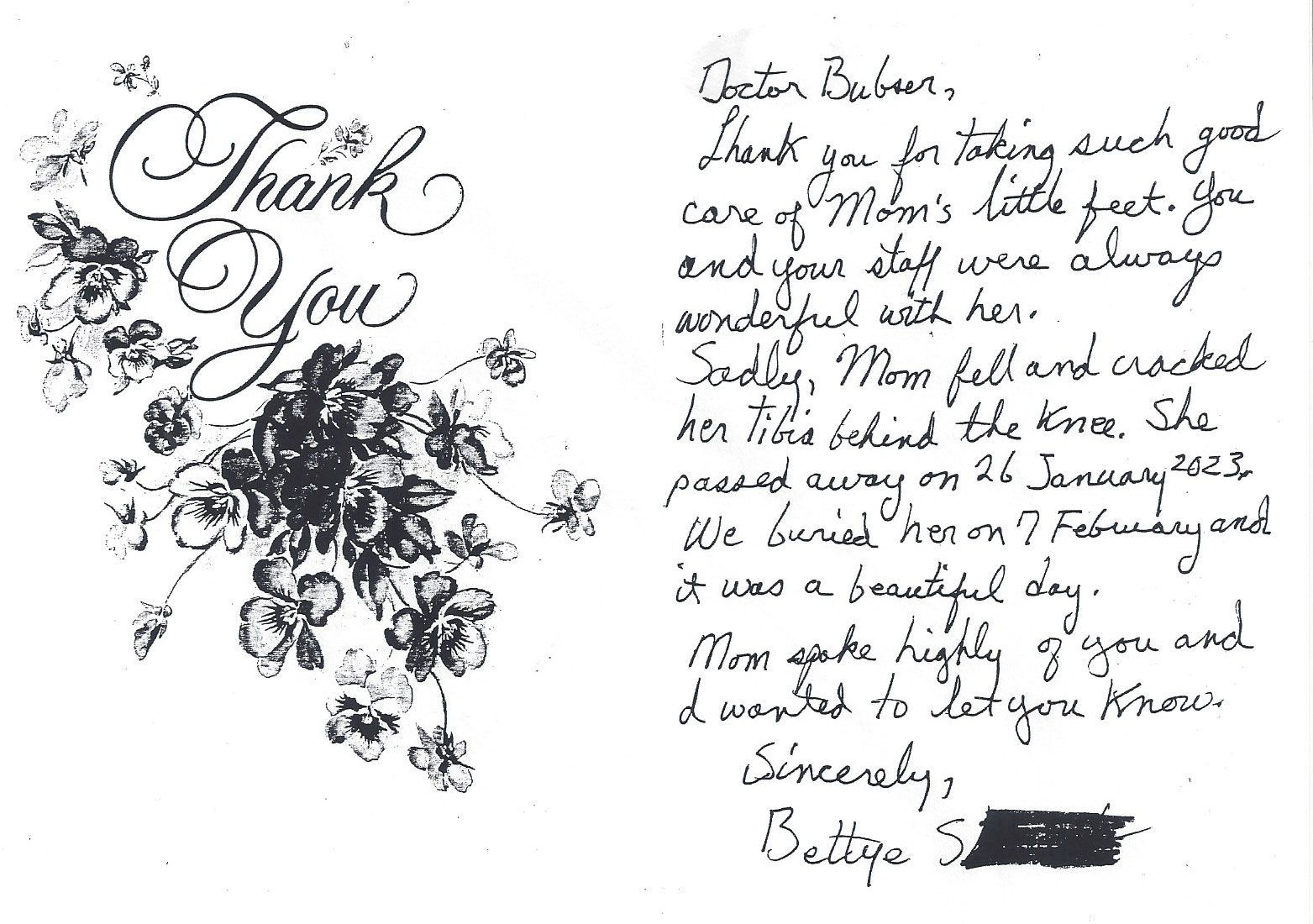 Bettye S hand-written review