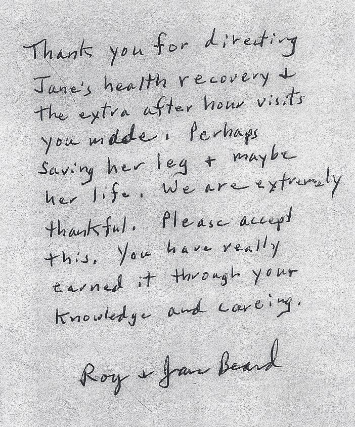 Hand written note