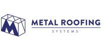 Metal Roofing Systems logo in blue and gray with stylized roof icon.