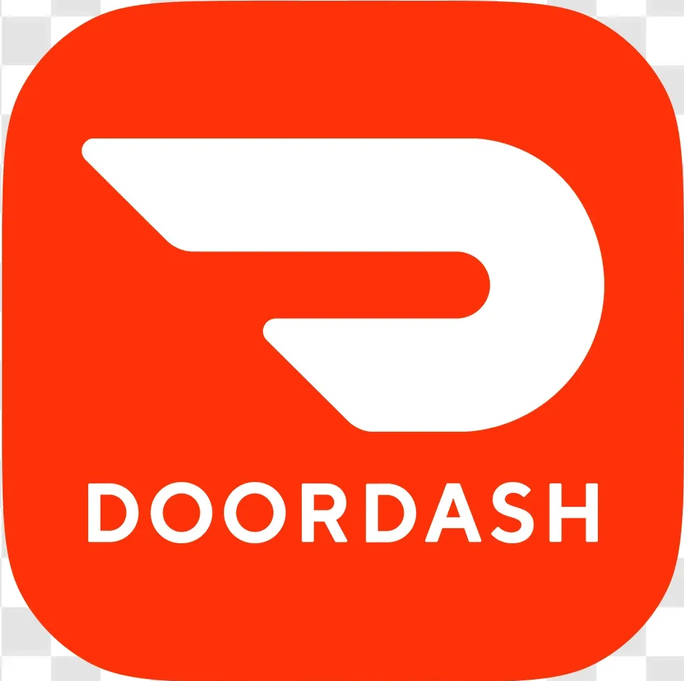 DoorDash logo: white stylized