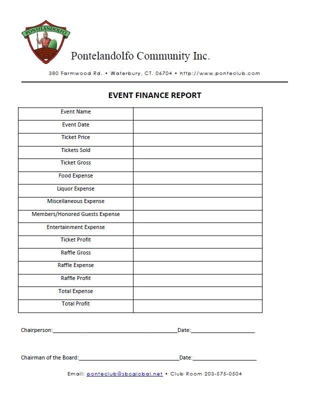 Event Finance Report