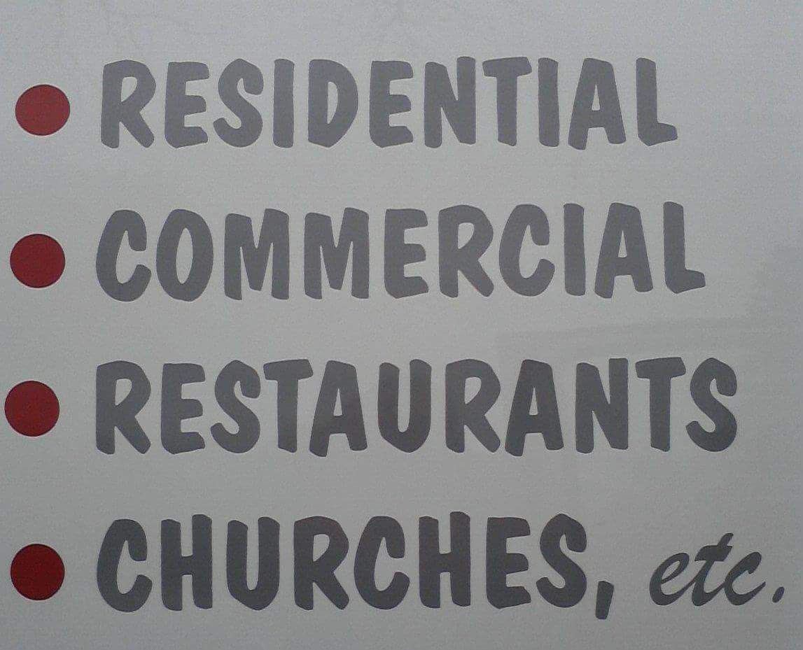 Residential, Commercial, Restaurants, and Churches