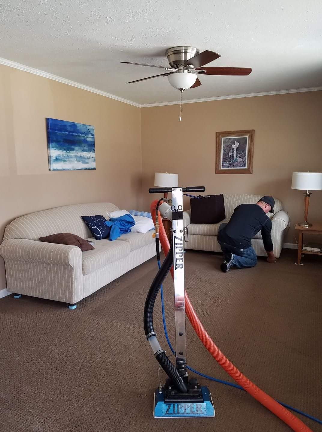 Carpet Cleaning using Zipper vacuum